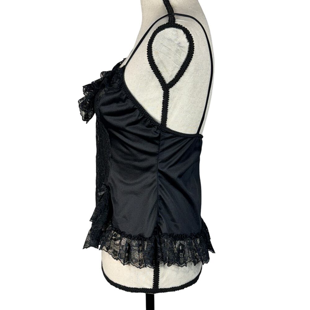 Frederick’s of Hollywood Medium Lingerie Nightie Floral Lace Sheer V-Neck Black - Picture 6 of 9